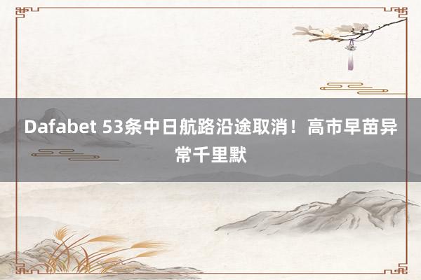 Dafabet 53条中日航路沿途取消！高市早苗异常千里默