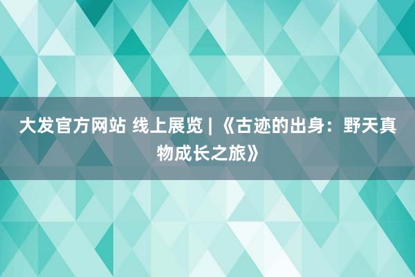 大发官方网站 线上展览 | 《古迹的出身：野天真物成长之旅》