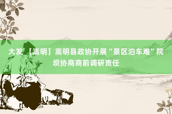 大发 【嵩明】嵩明县政协开展“景区泊车难”院坝协商商前调研责任