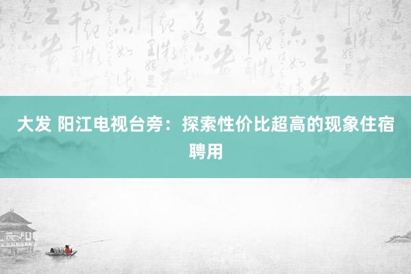 大发 阳江电视台旁：探索性价比超高的现象住宿聘用
