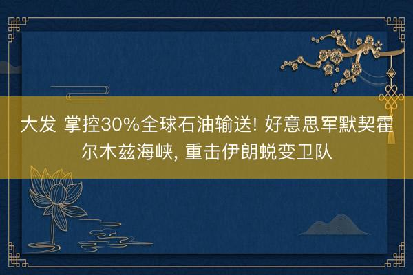 大发 掌控30%全球石油输送! 好意思军默契霍尔木兹海峡， 重击伊朗蜕变卫队